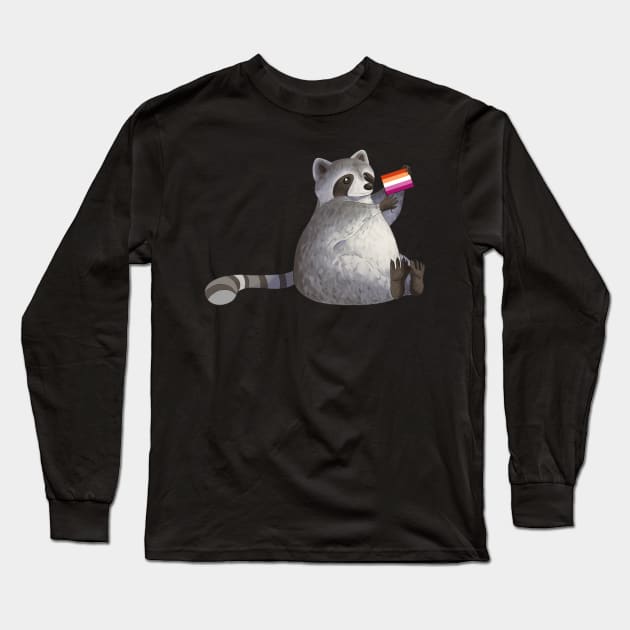 Lesbian Pride Raccoon Long Sleeve T-Shirt by celestialuka